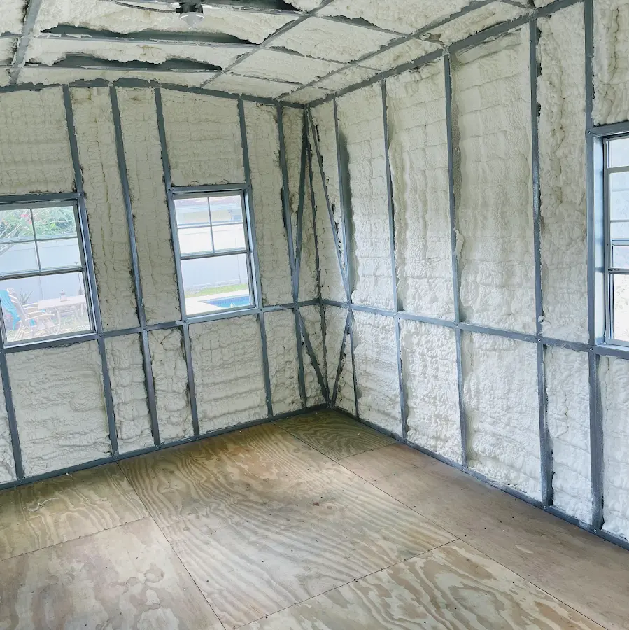 Closed-cell spray foam insulation applied to wall cavities in a residential project in Homosassa Springs
